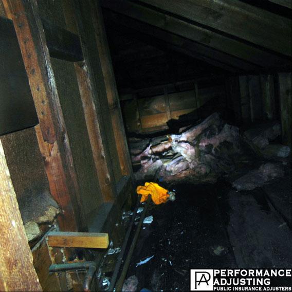 water damaged insulation behind walls
